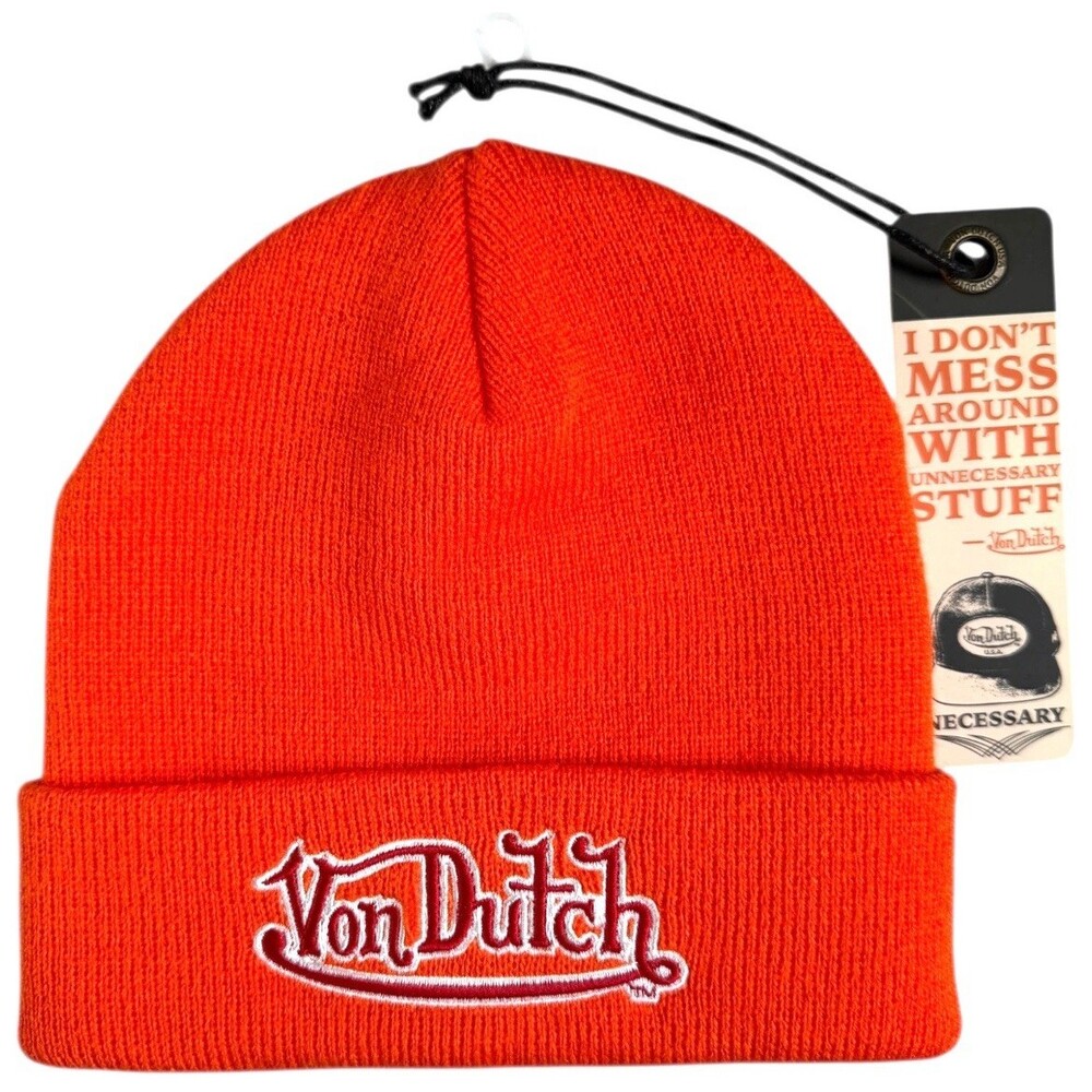 Von Dutch Beanie Hat Soft Cuffed, Knit Skull Cap Adult One Size Streetwear NEW!